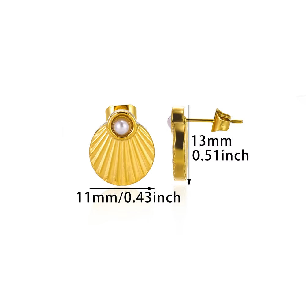 Circle Earrings for Women Vintage Punk Baroque Pearl Earrings Stainless Steel Ear Clip Women Jewelry Imitation Pearl Gift Mujer