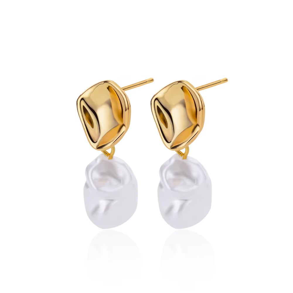 Circle Earrings for Women Vintage Punk Baroque Pearl Earrings Stainless Steel Ear Clip Women Jewelry Imitation Pearl Gift Mujer