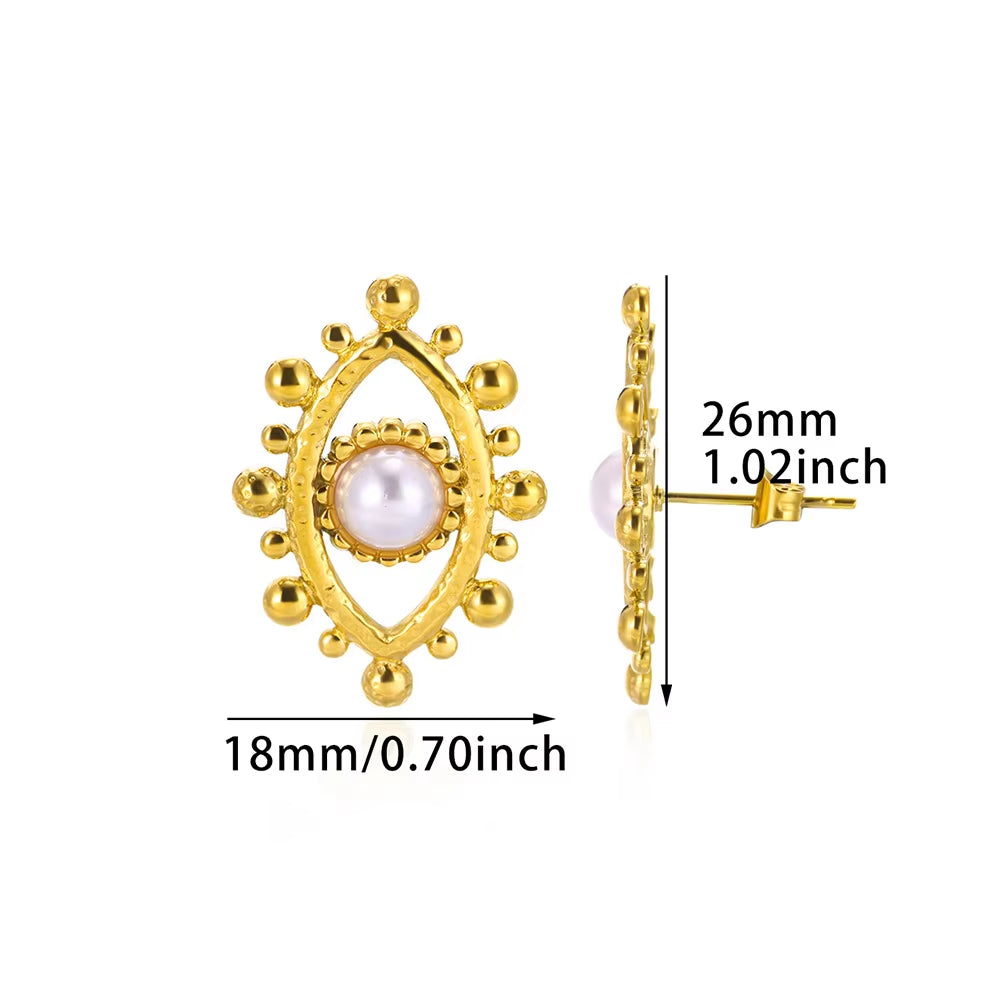 Circle Earrings for Women Vintage Punk Baroque Pearl Earrings Stainless Steel Ear Clip Women Jewelry Imitation Pearl Gift Mujer