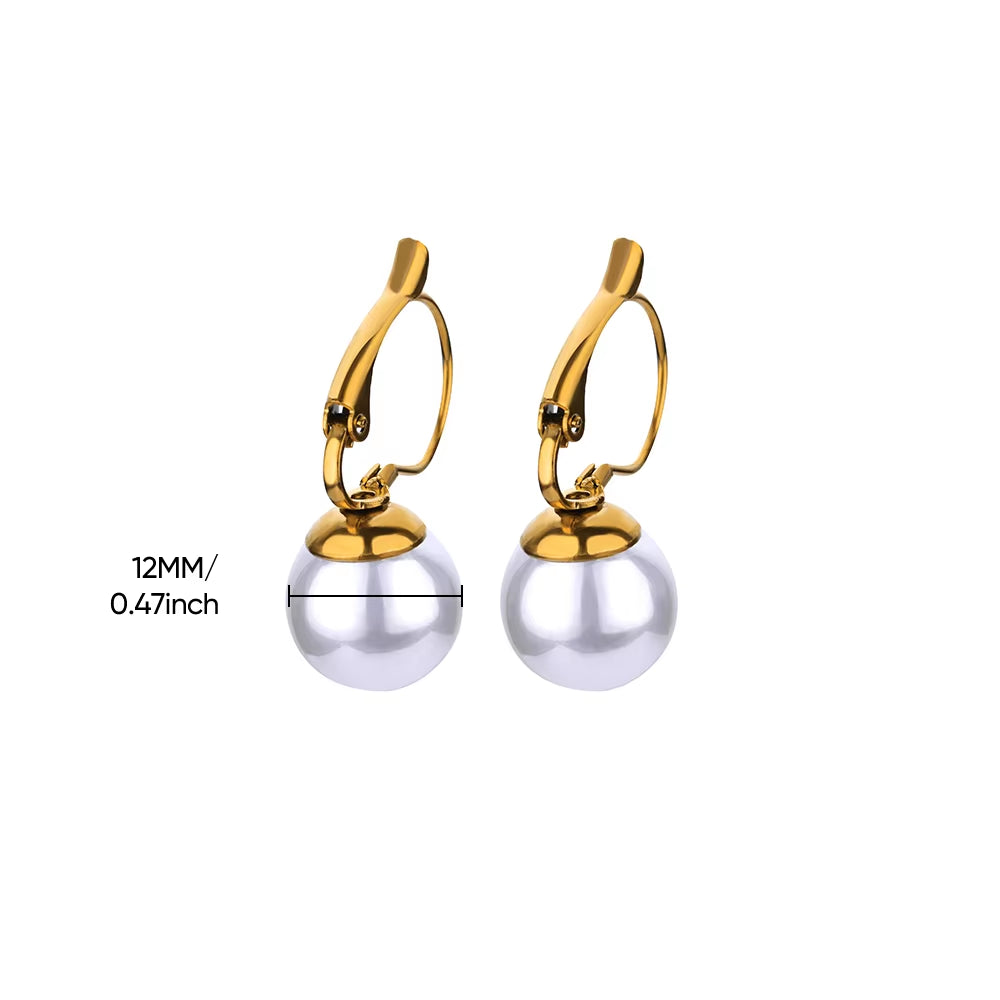 Circle Earrings for Women Vintage Punk Baroque Pearl Earrings Stainless Steel Ear Clip Women Jewelry Imitation Pearl Gift Mujer