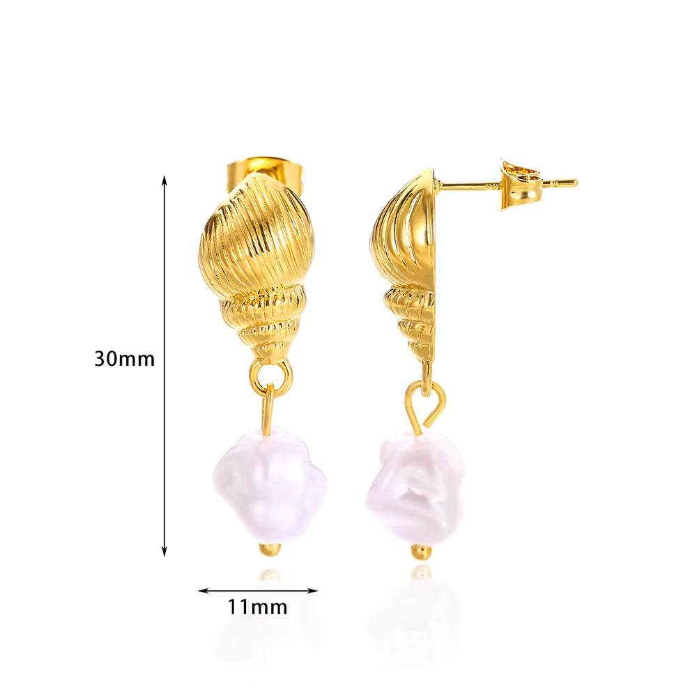 Circle Earrings for Women Vintage Punk Baroque Pearl Earrings Stainless Steel Ear Clip Women Jewelry Imitation Pearl Gift Mujer