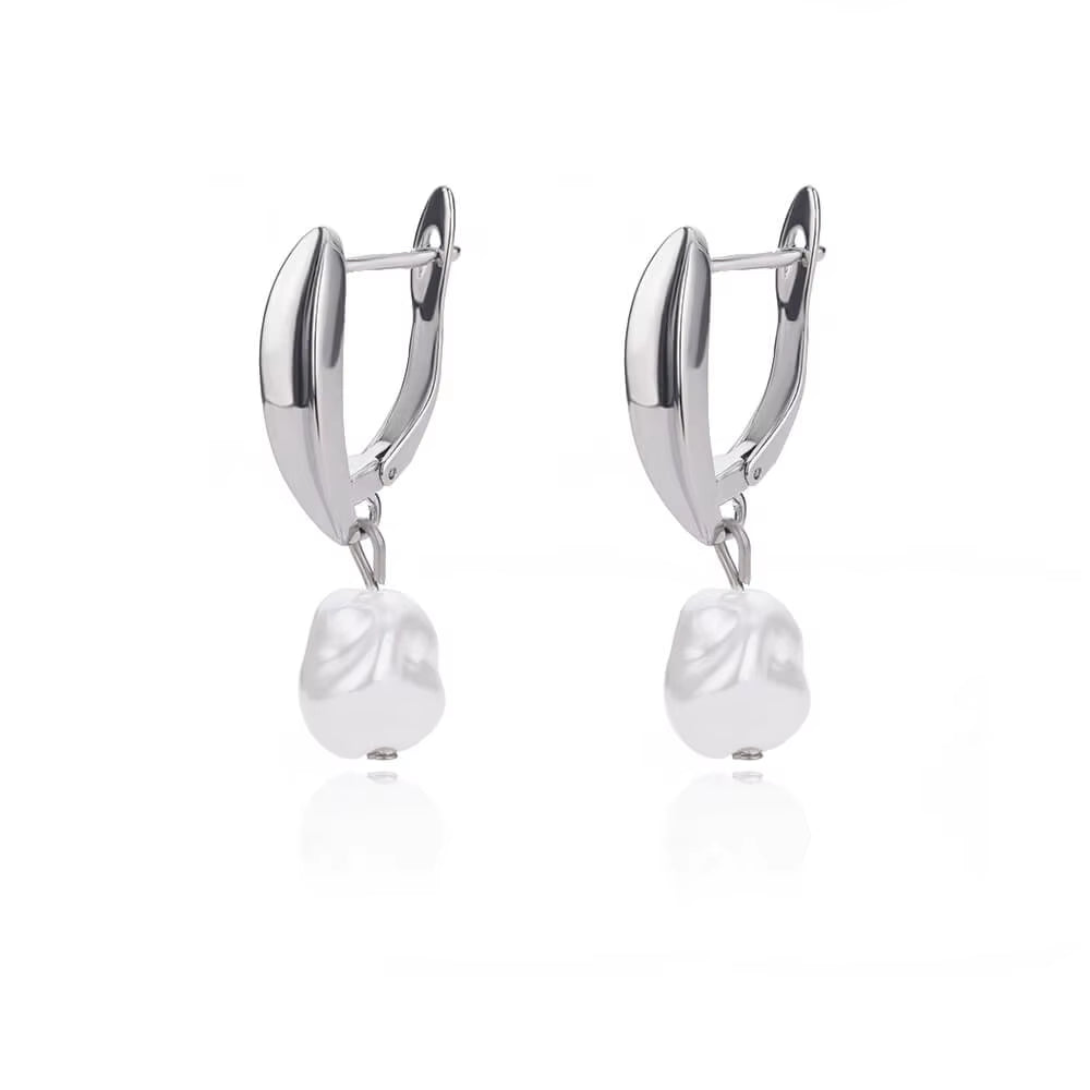 Circle Earrings for Women Vintage Punk Baroque Pearl Earrings Stainless Steel Ear Clip Women Jewelry Imitation Pearl Gift Mujer