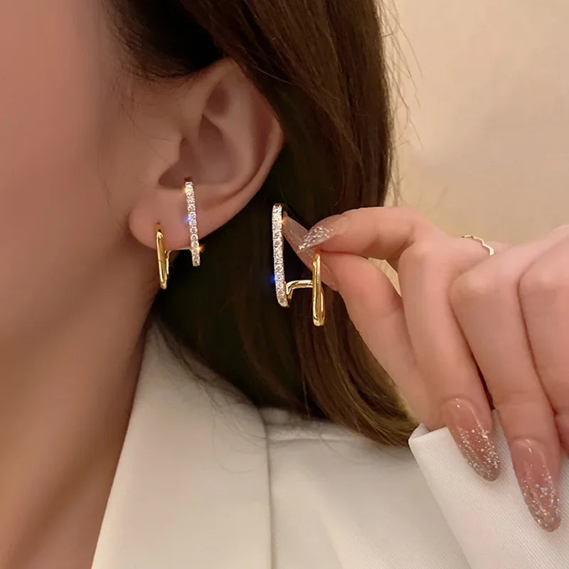 Korean Vintage Imitate Pearl Crystal Earrings for Women Jewelry High-Class Luxury Zircon Flower Butterfly Leaf Stud Earrings