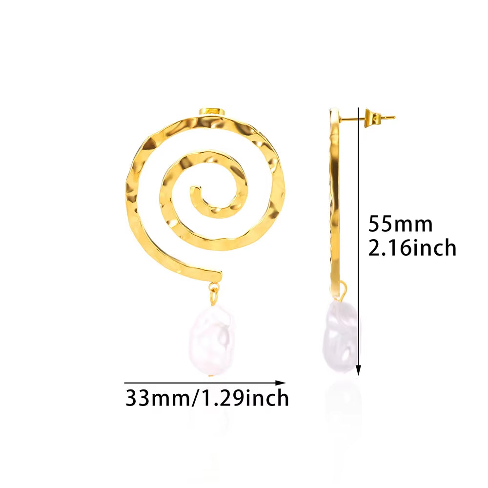Circle Earrings for Women Vintage Punk Baroque Pearl Earrings Stainless Steel Ear Clip Women Jewelry Imitation Pearl Gift Mujer