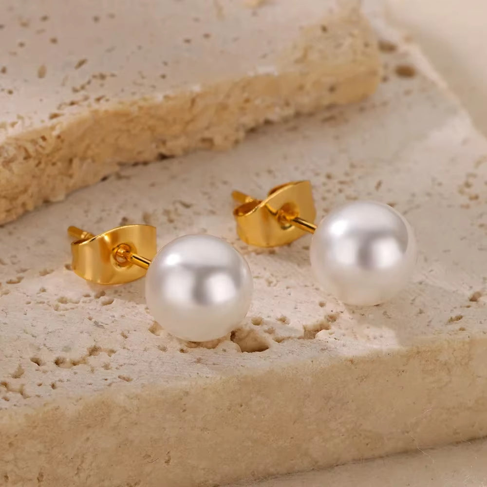 Circle Earrings for Women Vintage Punk Baroque Pearl Earrings Stainless Steel Ear Clip Women Jewelry Imitation Pearl Gift Mujer